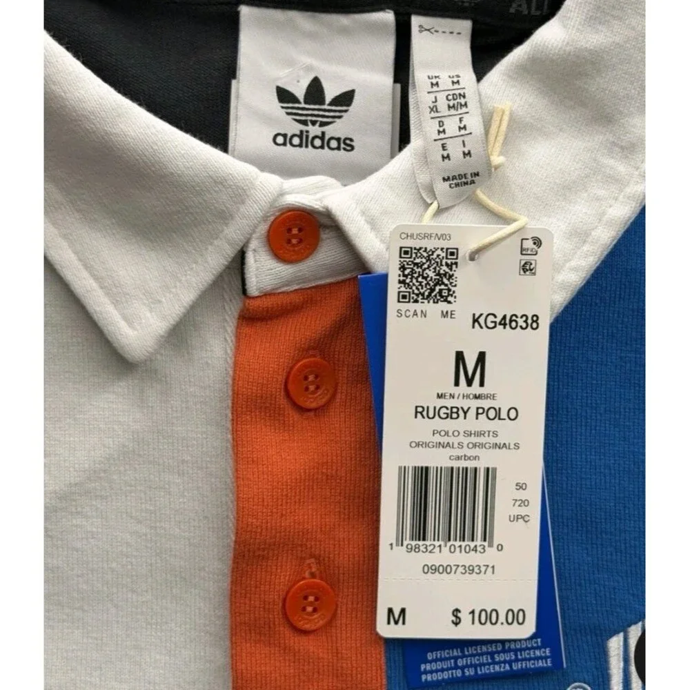 adidas Men Size Medium All Blacks Heritage Rugby Polo Shirt Carbon KG4638 NWT
